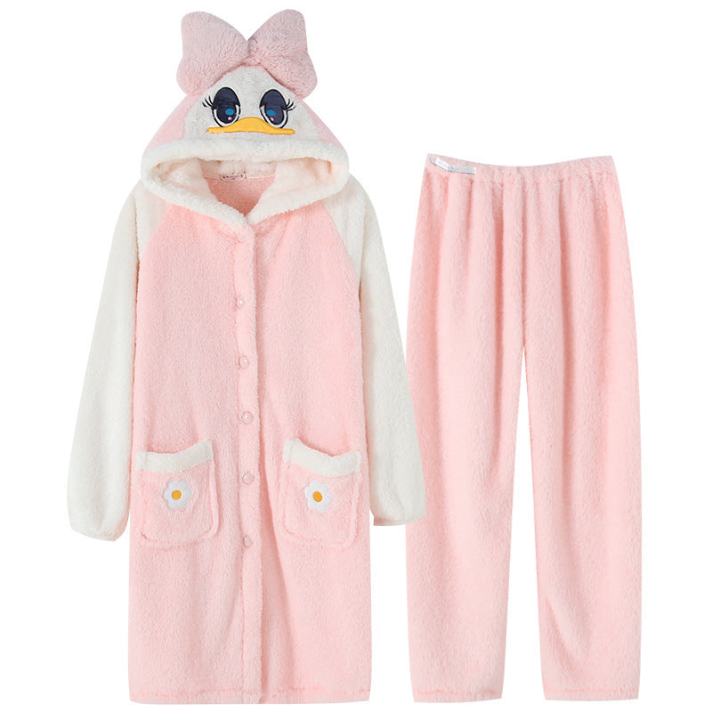 Flannel Two-piece Maternity Nursing Homewear